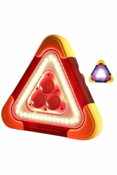 Işıklı İkaz Lambası Reflektör Şarjlı Işıklı Üçgen LED Acil Durum Feneri ürün görseli 1