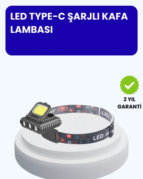 800 Lumen LED Kafa Lambası COB ve XPE Led Type C Şarjlı Ayarlanabilir ürün görseli 1