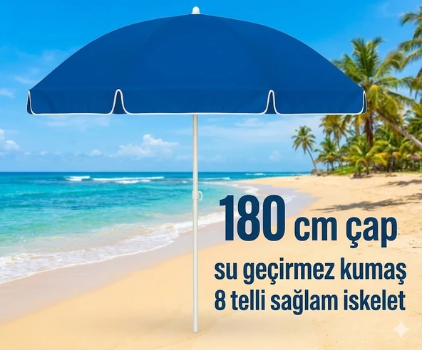 Plaj Şemsiyesi Sabit 180 cm - Resim 2
