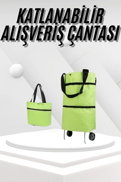 Katlanabilir Tekerlekli Pazar Market Çarşı Arabası Market Alışveriş Çantası ürün görseli 1