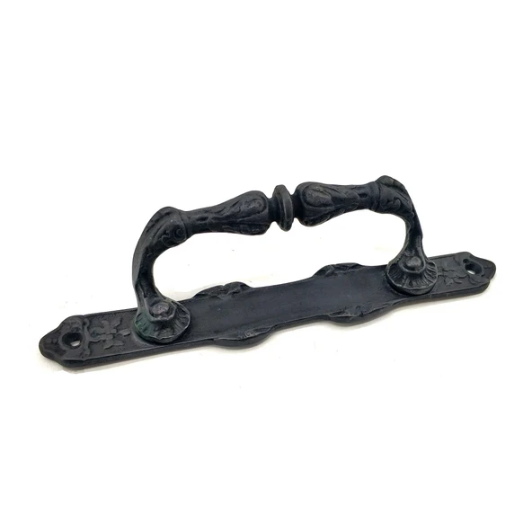 Antika Tarz Dekoratif Pirinç Dar Yan Çekme Kapı Kolu  225x37 mm, Oksit ürün görseli 1