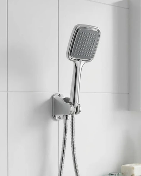 Siyah Duş Seti El Duşu Başlığı Spiral Hortum ve Duvar Askısı Banyo Duş Seti ürün görseli 1
