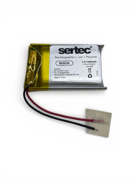 Sertec 902030 3.7V 500 mAh LiPmer Pil (Devreli/1.5A) ürün görseli 1
