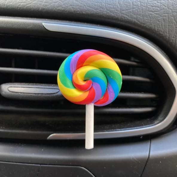 Lolipop Şeker Figürlü Klima Havalandırma Izgara Süsü Klips Oto Kokusu Mavi Kırmızı ürün görseli 1