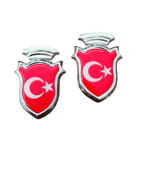 Türk Bayraklı  Arma Damla Etiket Kırmızı 2'li ürün görseli 1