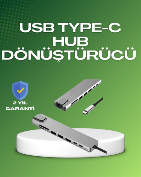 Seyahat Dostu 8‑in‑1 Hub – Şarj & Veri & Video & Ağ için Eksiksiz Çözüm ürün görseli 1