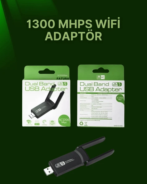 USB WiFi Adaptör – 1200 Mbps Hız - Resim 2