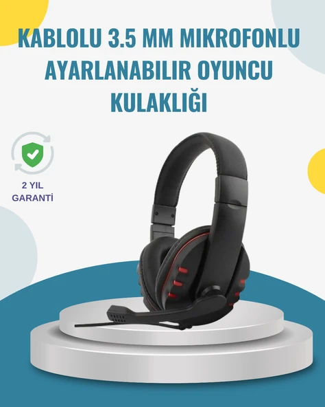 Kırmızı Kulaklık Stereo Mikrofonlu Dayanıklı Örgü Kablolu ürün görseli 1