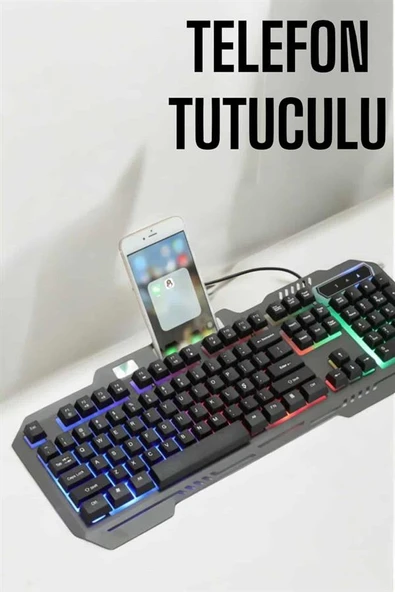 Klavyesi Q Klavye RGB Işıklı Mouse Hediyeli - Resim 3