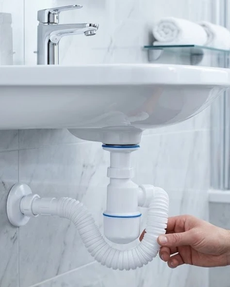 Lavabo Gider Borusu Esnek Hortumlu Sifon Seti Koku Önleyici Dayanıklı Tasarım ürün görseli 1