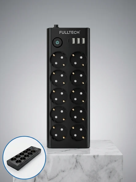USB ve TypeC Şarj Özellikli 10'lu Çoklu Priz - Resim 3