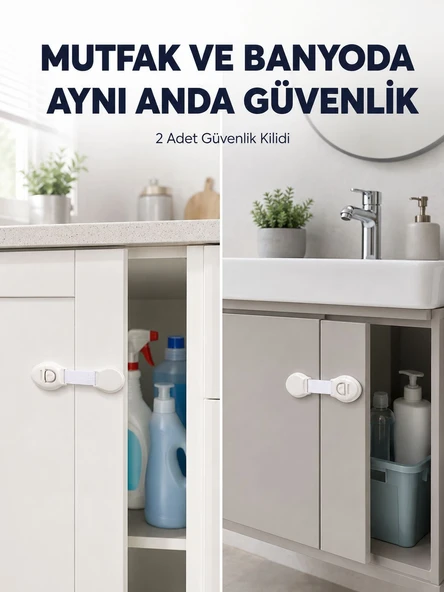 2'li Dolap ve Çekmece Güvenlik Kilidi Seti ürün görseli 1