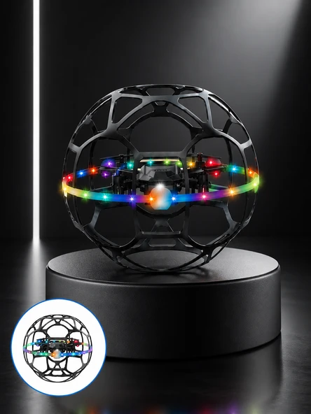 LED Işıklı Futbol Topu Mini Drone Akıllı Sensörlü El Kontrollü - Resim 2