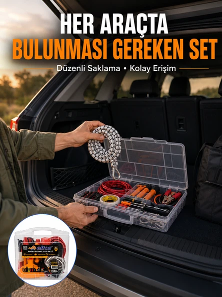 27 Parça Oto Güvenlik ve Bakım Seti faf Taşıma Kutulu Araç Ekipman Çantasız ürün görseli 1