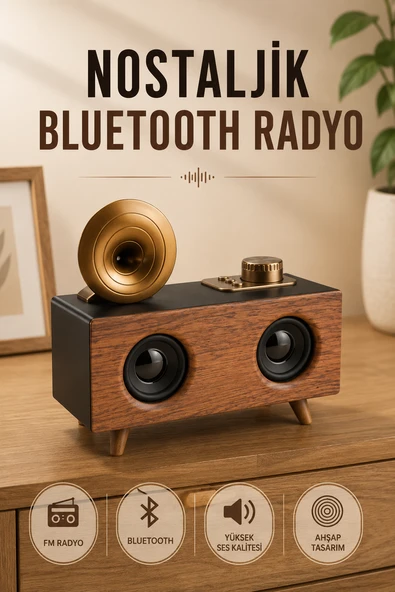 Nostaljik Ra Bluetooth Bağlantılı Şarjlı Yüksek Ses Kaliteli ürün görseli 1