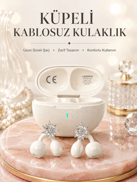 Küpeli Kablosuz Kulaklık Uzun Süreli Batarya Performansı ürün görseli 1