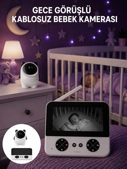 Kablosuz Bebek Kamera Sistemi Ninni ve Alarm Özellikli Yeni Nesil ürün görseli 1