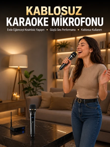 Profesyonel Kablosuz Mikrofon Seti Çift Mikrofonlu ürün görseli 1