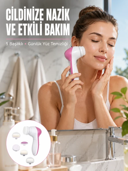 5 Başlıklı Cilt Temizleme Cihazı Ultra Kaliteli Yumuşak Kırşıklık Karşıtı Yeni Nesil ürün görseli 1