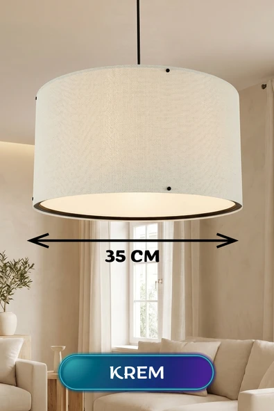 Krem Kumaş Başlıklı Sarkıt Avize 35 CM ürün görseli 1