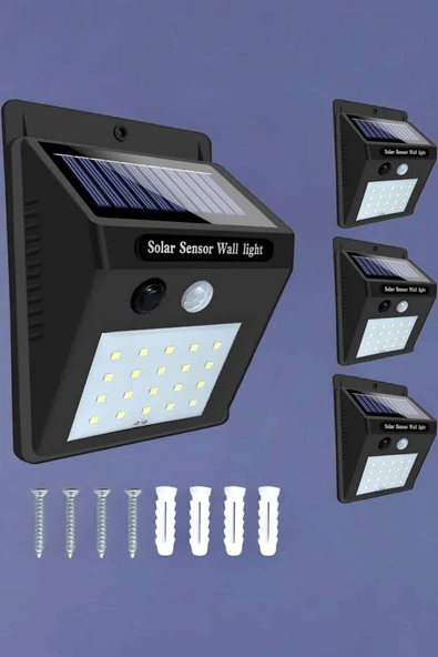 Solar Lamba Giriş, Bahçe Yol Avlu Hareket Sensörlü Led - Resim 3