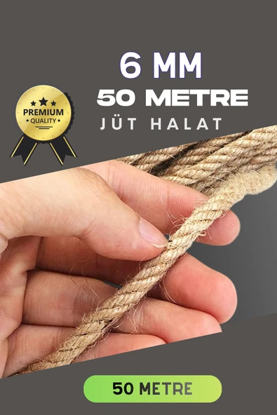 6 MM 50 Metre Jüt Halat Dekoratif Hasır İp Urgan Süs ürün görseli 1