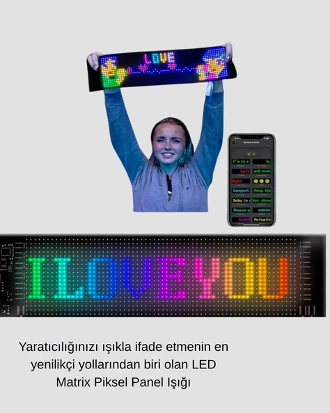 LED Matrix Piksel Panel Işığı USB Uygulama Kontrollü Kaydırmalı Yazı Ekranı ürün görseli 1