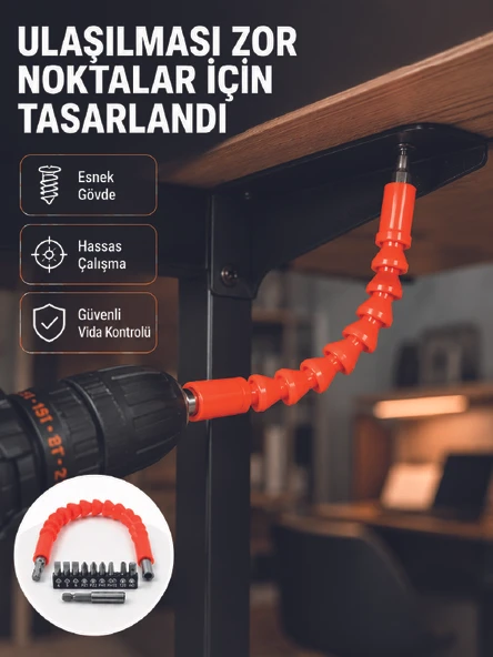 DMAX Esnek Şaftlı Matkap Bits Uç Seti 12 Parça Vida Montaj ve Tamir Seti ürün görseli 1