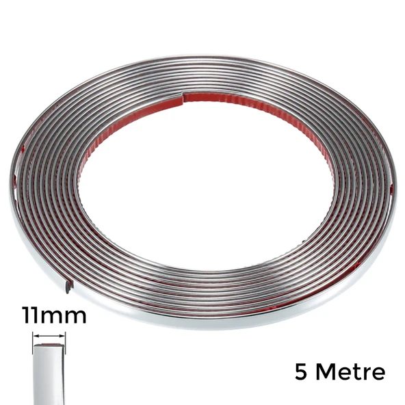 Yapışkanlı Nikelaj Şerit Bant Çıta 11mm 5 Metre Krom ürün görseli 1