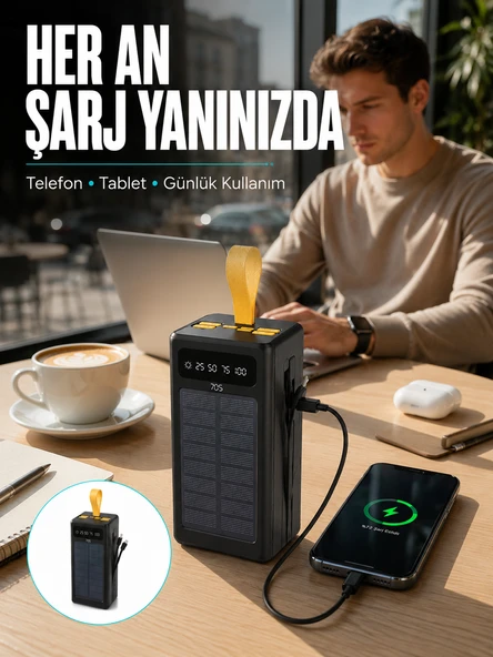 Kamp ve Outdoor Kullanıma Uygun Güneş Panelli Powerbank Yeni Nesil ürün görseli 1