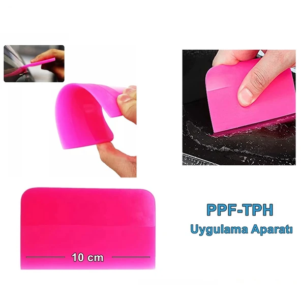 PPF/TPH Silikon Çekçek Ragle Cam Filmi Çekme Uygulama Aparatı Pembe 10x7.5cm ürün görseli 1