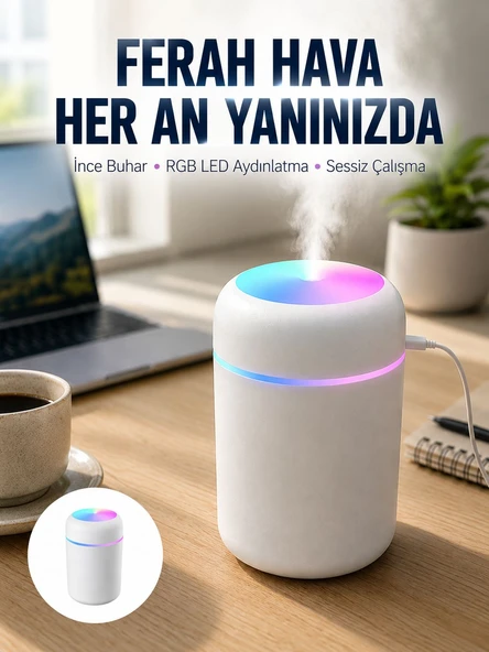 Hava Nemlendirici Buhar Makinesi Led Işıklı USB Dekoratif Nemlendirici Yeni Nesil ürün görseli 1