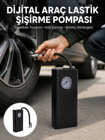 TypeC Şarjlı Güçlü Elektrikli Kompresör Motosik Oto Bisik İçin Yeni Nesil ürün görseli 1