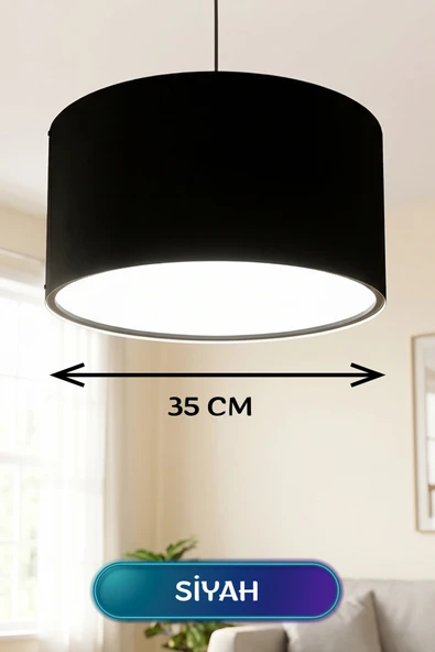 Siyah Kumaş Başlıklı Sarkıt Avize 35 CM ürün görseli 1