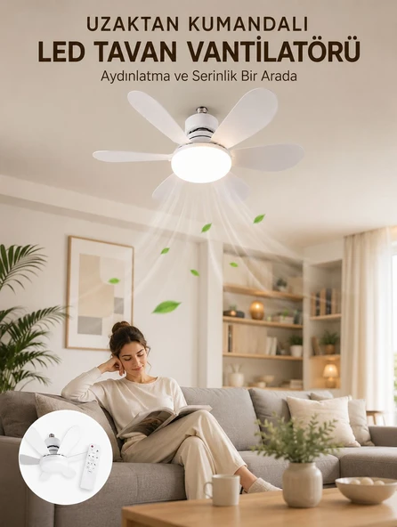 Yüksek Aydınlatma Performansına Sahip LED Tavan Fanı Sessiz Çalışma Güçlü  ve Uzaktan Kumanda Kontrolü ürün görseli 1