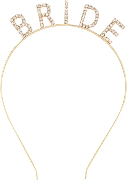 Altın Gold Renk Bekarlığa Veda Kristal Taş Bride Tacı İthal 16x10 cm ürün görseli 1