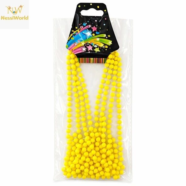 Neon Sarı Boncuk Ke 80 cm – Retro 80’ler 90’lar Parti Aksesuarı ürün görseli 1