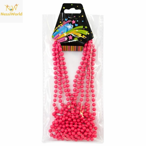 Neon Pembe Boncuk Ke 80 cm – Retro 80’ler 90’lar Parti Aksesuarı ürün görseli 1
