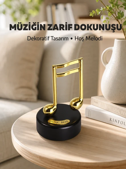 Altın Nota Figürlü Dönen Müzik Kutusu Dekoratif Music Box Yeni Nesil ürün görseli 1