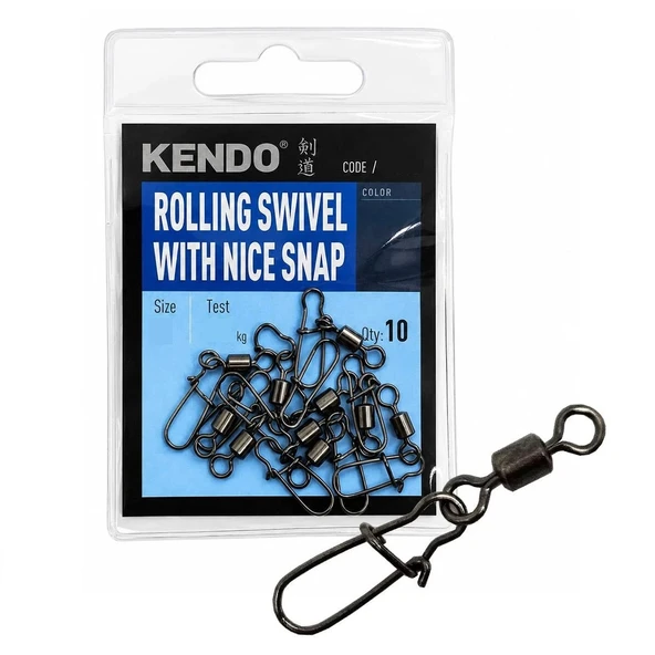 Kendo Rolling Swivel With Nice Snap Siyah Nikel Klipsli Fırdöndü (10'lu Paket) ürün görseli 1