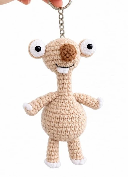 Maskot Buz Devri Sid Amigurumi Organik Anahtarlık Oyuncak ürün görseli 1