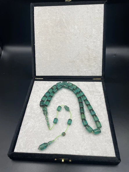 Usta Mehmet Toprak İmzalı Kuru Torna Ateş Kehribar Tespih – 11x8 mm ürün görseli 1