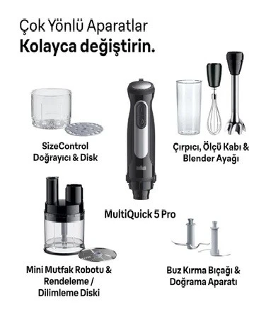Braun MultiQuick 5 Pro MQ 55755 M El Blender Seti - Resim 2
