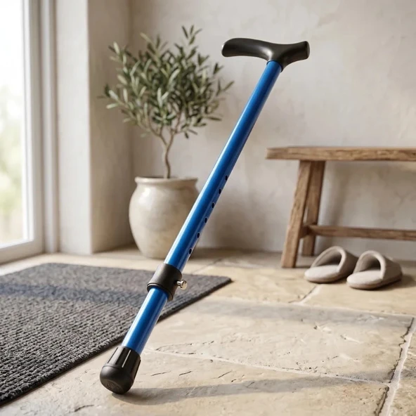 Ayarlanabilir Metal Pimli Baston - Ergonomik Saplı - Yürüyüş Desteği ürün görseli 1