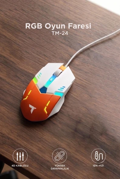 Oyuncu Mouse Rgb Aydınlatma Kablolu Gaming Mouse TM24 ürün görseli 1