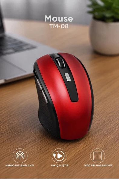 Mouse Yan Tuşlu Optik Kablosuz Fare TM08 - Resim 6