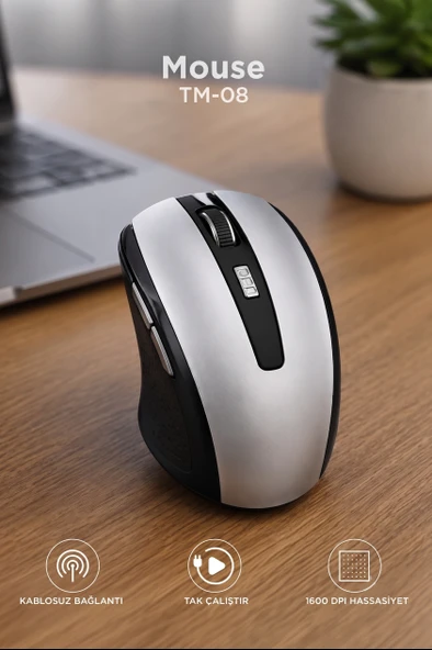 Mouse Yan Tuşlu Optik Kablosuz Fare TM08 - Resim 5