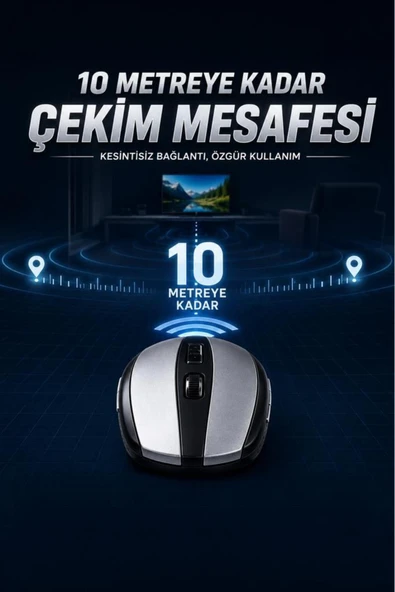 Mouse Yan Tuşlu Optik Kablosuz Fare TM08 - Resim 4