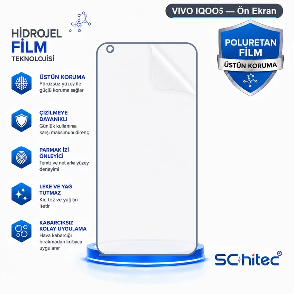SChitec VIVO IQOO5 Uyumlu Hidrojel Ekran Koruyucu ürün görseli 1