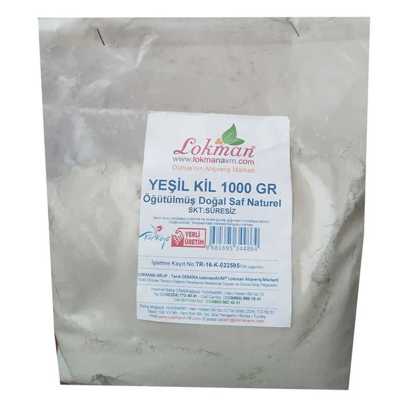 Yeşil Kil Öğütülmüş Doğal Saf Naturel 1000 Gr Paket ürün görseli 1